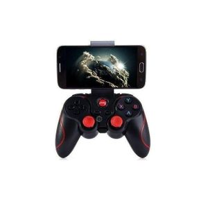 Manette de Jeu Bluetooth Sans Fil pour Téléphone Android, iPhone iOS et PC - Gamepad Gaming Rechargeable - Noir & Rouge