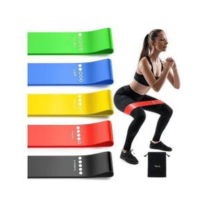 Bande de résistance, Bandes de résistance portables pour l'entraînement, Pour l'entraînement de force et les exercices de flexibilité, Matériau en latex naturel, Haute résistance, 5 niveaux de résistance différents, Pilates, Yoga physique, Ensemble de 5