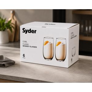 Genera Syder Lot de 6 Verres à Whisky Premium 510ML – Verres Élégants Transparent