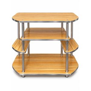 Meuble TV Multi-Niveaux avec Étagères de Rangement – Effet Bois & Métal