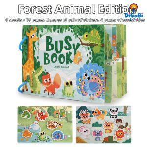 Digabi Busy Book for Kids, Montessori Educational, Preschool Activities, Kindergarten Learning Book with Sticker Activities, Reuseable and Mess Free, Travel Toy (Animals)