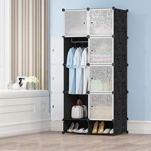 8 Cubes de Rangement + 2 Étagères à Chaussures - Noir/Blanc
