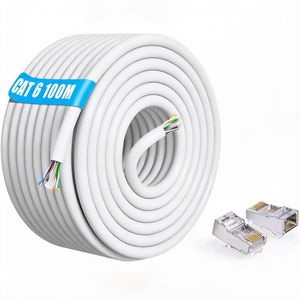 Câble Réseau FTP Cat 6 Haute Performance - Couronne de 100M Brute avec Connecteurs Inclus - Idéal Vidéosurveillance DVR/NVR et Réseau Informatique