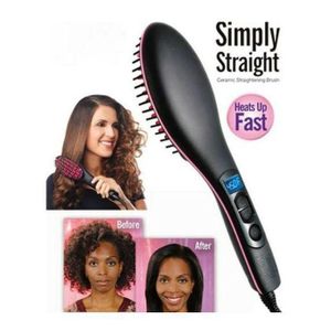 Peigne à lisser avec affichage LED, double Usage pour cheveux mouillés et secs, peigne chauffant lisseur