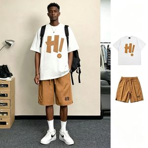 Gadtom Streetwear 2pcs Set: Oversized Hi! Print T-shirt + Cargo Shorts