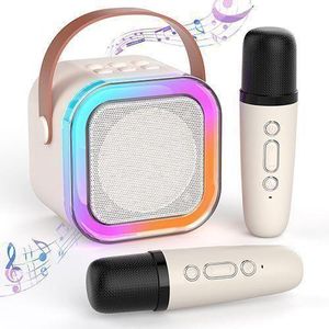 Microphone Bluetooth sans fil portable pour la maison en extérieur, haut-parleur intelligent - 2 microphones