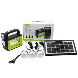 Kit de système d'éclairage solaire avec panneau solaire, lampes de camping avec 3 lumières LED GD8182