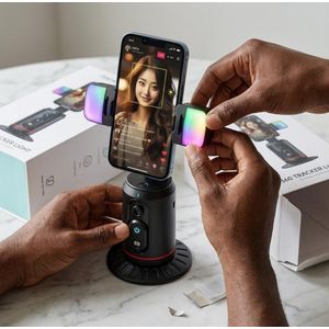 Oem Support de Téléphone Rotatif à 360 degrés avec suivi Facial IA Automatique, Perche à Selfie et Télécommande
