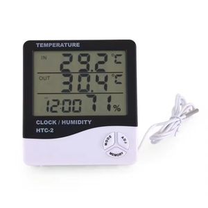 Thermomètre-hygromètre électronique numérique à cristaux liquides HTC-2, thermomètre-hygromètre électronique domestique avec horloge, station météo