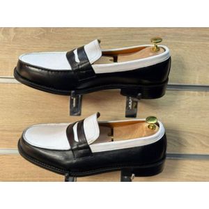 Gn mocassin en cuir pour homme-noir/blanc