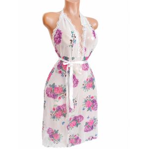 Nuisette Femme Transparente Fleurie Avec Dentelle –