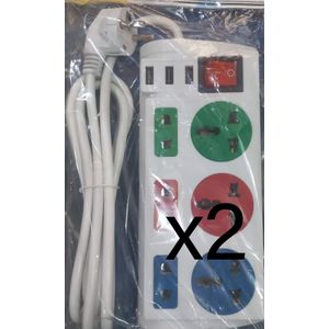 2 Multiprise Parafoudre 6 Prises Avec 3 Pots USB