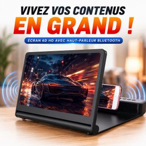 Article Écran Amplificateur 6D HD F12 avec Haut-Parleur Bluetooth – Support Pliable pour Smartphone