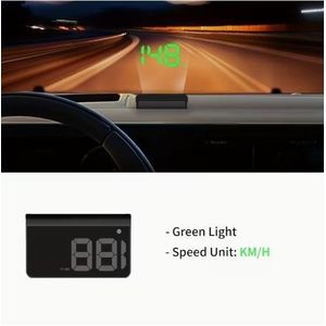 Affichage tête haute (HUD) pour voiture - Installation facile, luminosité réglable automatiquement, compteur de vitesse numérique avec affichage km/h et voyant vert.