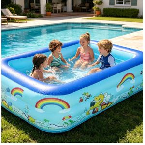 Piscine Gonflable pour Jeunes, 210×150×60 cm Jouet Aquatique avec Bouchon De Vidange, Piscine Rapide À Gonfler pour, Étudiants et Filles Parents Jardin Appartement école Maternelle Anniversaire