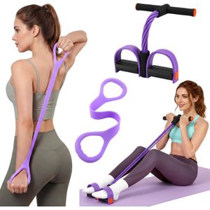 2 Pièces Élastiques de Fitness 6 Tubes avec Pédales, Bandes de Résistance avec Poignées et Cordes de Tension Multifonctions
