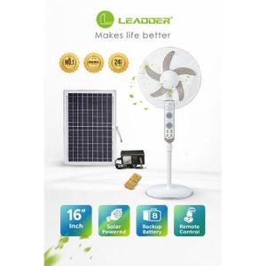 Ventilateur Rechargeable avec Panneau Solaire – Silencieux, Puissant, Batterie Longue Durée + Télécommande