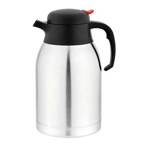 UN PICHET OU THERMOS ISOTHERME EN ACIER INOXYDABLE A DOUBLE PAROI AVEC UN COUVERCLE ET UNE POIGNEE