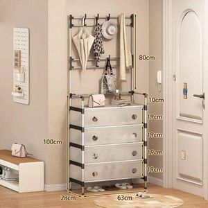 Etagère à Chaussures et Porte-manteau - Avec Protège Anti poussière