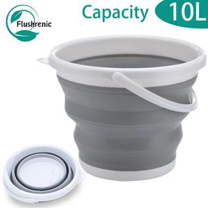 Flushrenic seau pliable, ménage portable, seau de lavage de voiture extérieur en plastique, seau de plage pour enfants, stockage pliable, seau de stockage multifonctionnel qui peut économiser de l'espace