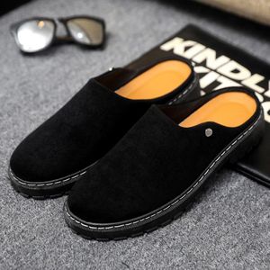 VANHUHU Sandales Respirantes pour Hommes, Chaussons Mi-Casual Ouverts Noir