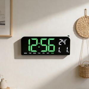 Horloge Réveil Numérique LED GH0707 avec Calendrier, Température et Double Alarme