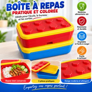 Boîte à repas 3 pièces colorée empilable pour école bureau sorties
