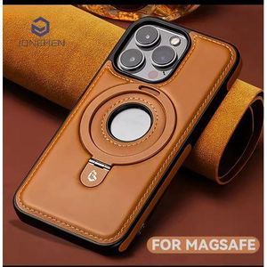 Coque de protection luxueux avec support rotatif à 360° pour IPhone 14 Pro Max- Marron