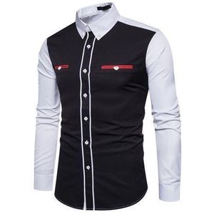 CHIC Chemise Homme Manches Longue - Blanc/Noir