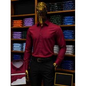 Chemise Homme à Manches Longues – Rouge Élégance