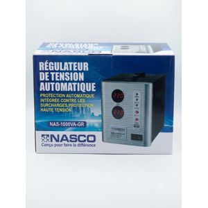 Régulateur de Tension Automatique NASCO 1000VA - Stabilisateur de Courant avec Protection contre les Surtensions - NAS-1000VA-GR