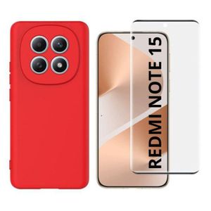Coque En Silicone Redmi Note 15 avec 1 Antichoc 9D - Rouge