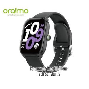 Oraimo Montre Connectée Watch 6 Lite OSW-809 - Écran Tactile HD 2.01" - Appel Bluetooth HD - Autonomie 30 Jours, IP68, IA, Verre Panda Anti-Rayures