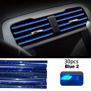 Lot de 30 bandes décoratives pour intérieur de voiture – Clips de décoration en forme de U pour grilles d'aération et accessoires de personnalisation – Bleu