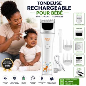 Article  Tondeuse Rechargeable Silencieuse pour Bébé Kemei KM-569 – Sécurisée, USB, 1200mAh