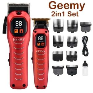 Geemy GM-8046 - Deux  tondeuses à cheveux professionnelle avec accessoires - rechargeable - rouge 