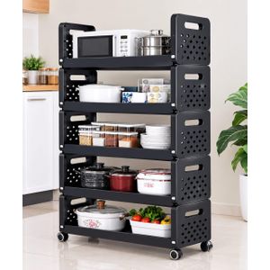 Étagère de Rangement Cuisine Multi-niveaux à Roulettes