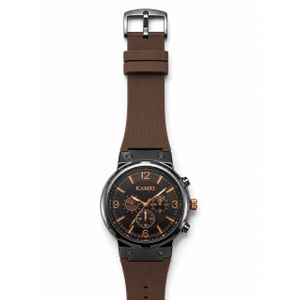 KAMRI Montre Homme Sport Chic à Mouvement Quartz - Cadran Chronographe & Accents Rose Gold - Bracelet Silicone 