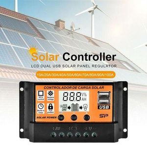 Contrôleur De Charge Solaire 12V 24V 30A, Régulateur De Batterie, Double USB 5V, écran LCD