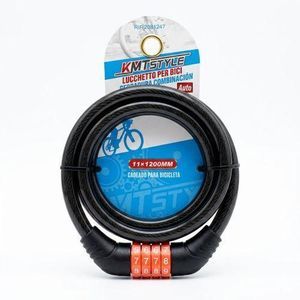 CADENAS À COMBINAISON POUR VÉLO KMT STYLE (11x1200MM) - Câble Ultra Résistant & Sécurité 4 Chiffres : Protégez votre Vélo en toute Simplicité !