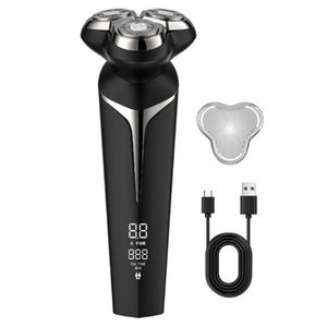 Rasoir électrique pour hommes, machine à raser rechargeable sans fil à tête magnétique avec écran LCD