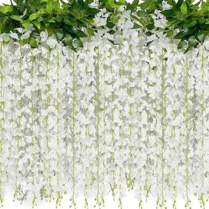 10 Branches De Glycine Blanche Suspendue Fleurs Artificielles Glycine Vigne Soie Glycine Fleurs Guirlande Pour Arc De Mariage Fête Jardin Décor à La Maison