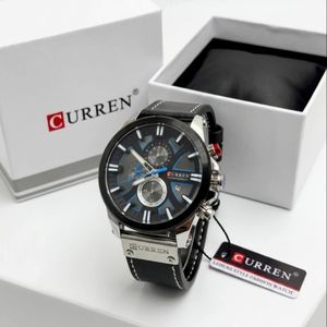 Top Fit Curren Bracelet De Montre Pour Homme, Date, Affaires, Sous-cadran à Six Aiguilles - Café Doré