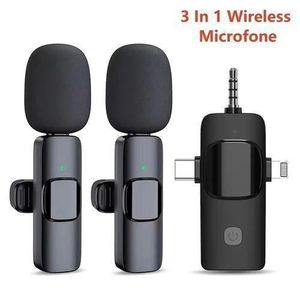 Mini Microphone Double 3 En 1, Microphone Lavalier Sans Fil, Pour Iphone, Appareil Photo Android, Plug-Play