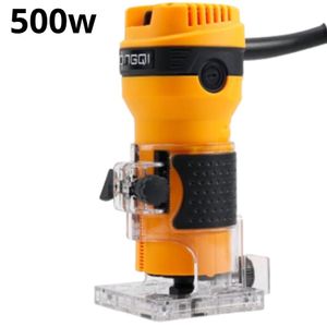 DINGQI Affleureuse Électrique 500W - Défonceuse à Bois Professionnelle - Vitesse Élevée 30000 tr/min - Base Transparente pour Finitions Précises - Idéal Menuiserie