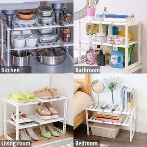 SUPER Étagère De Rangement Multifonctionnelle à 2 Niveaux, Adaptée Sous L’évier