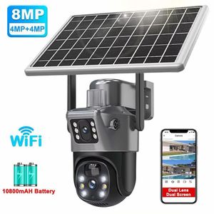 Caméra de surveillance Avec panneau solaire Avec PTZ à 2 Objectif qui prend WIFI