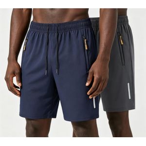 VEOUNDK Lot de 2 Shorts de Sport pour Homme en Soie de Glace à Séchage Rapide avec Poches à Fermeture Éclair