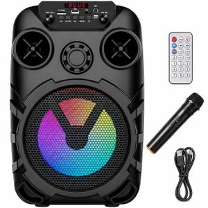SinG-e Enceinte Karaoké Bluetooth Portable 8 Pouces avec Microphone Sans Fil et Lumières LED RGB