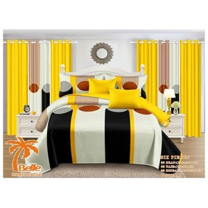 Belle Lot Complet : 2 Draps + 2 Taies + 2 Rideaux – Design Élégant et Confort Assuré